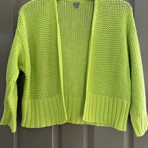 Aerie Bright Green Open Knit Cardigan